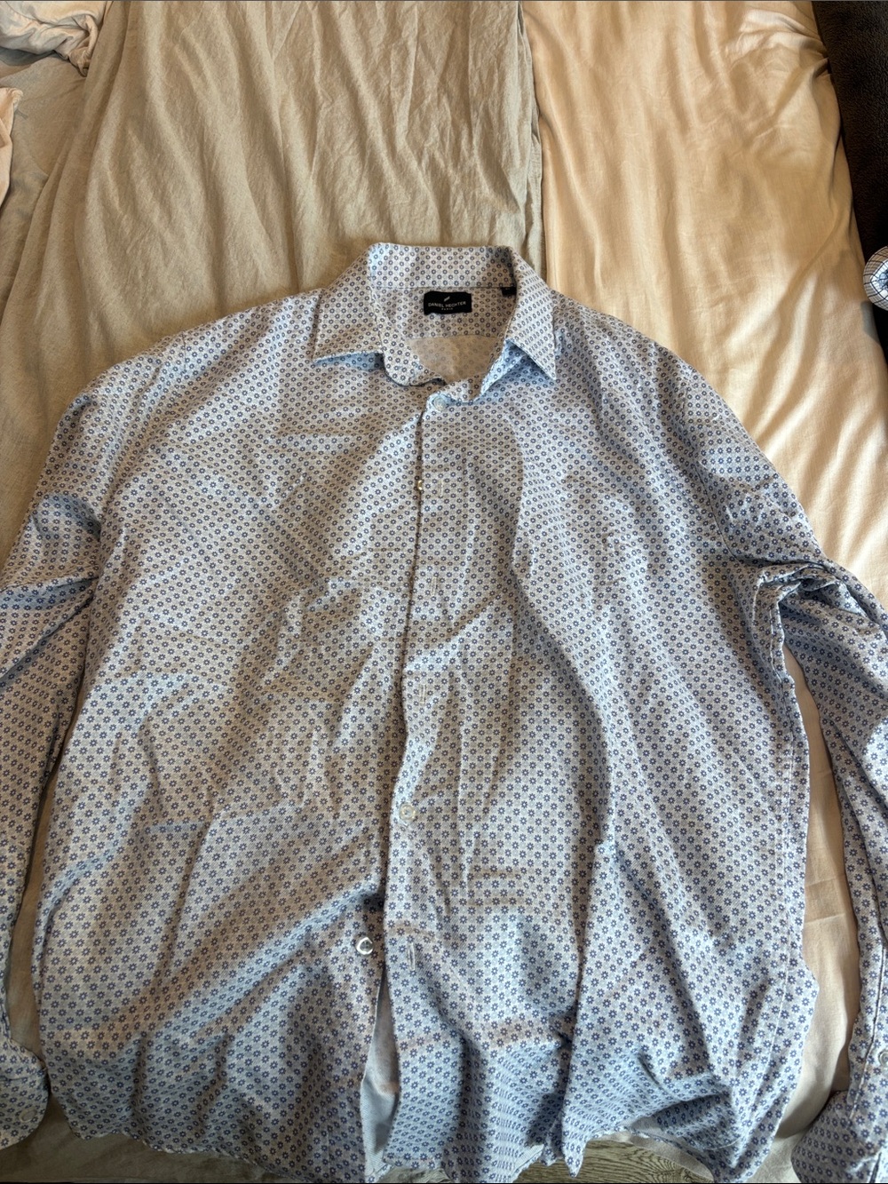 Daniel Hechter Light Blue Geometric Print Dress Shirt